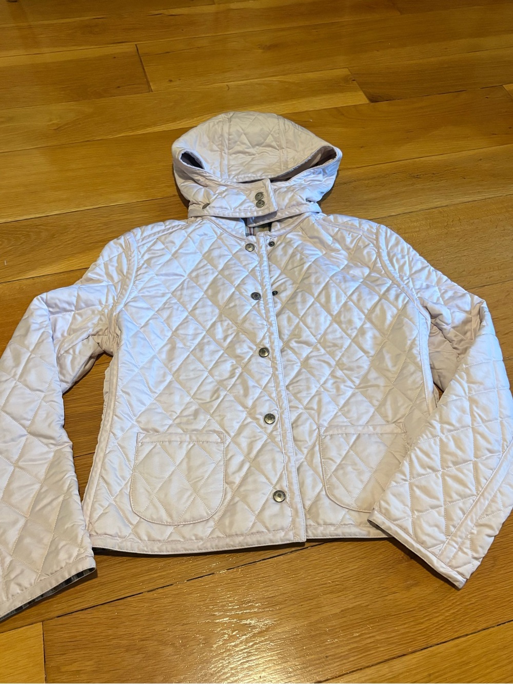 Burberry Light Quilted Hooded Jacket Light Pink
